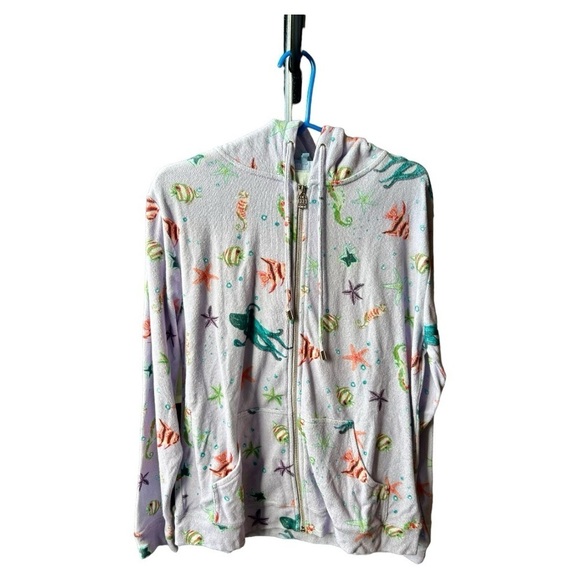 NWT Hill House The Allie Zip Up Hoodie Jacket Sea
Creatures Terry Purple M - Picture 2 of 6